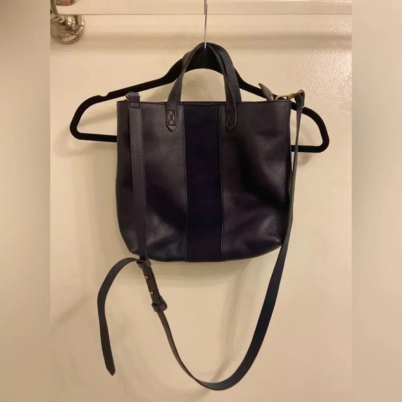Madewell The Small Transport Leather Tote Dark Midnight Blue - Picture 2 of 15